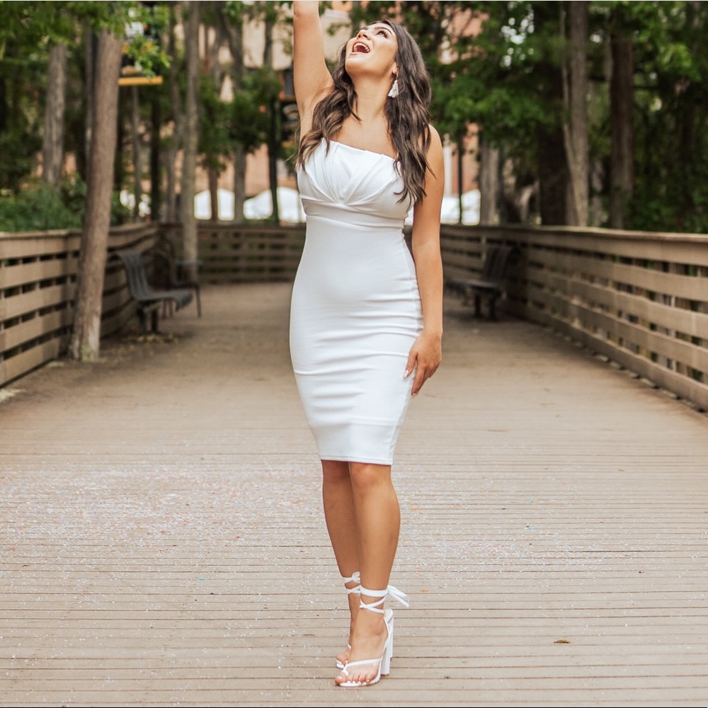 White midi dress